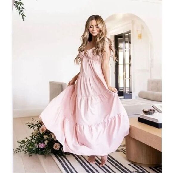 Vici Dresses & Skirts - Vici Tru Tiered Ruffle Maxi Dress in Light Peach Large